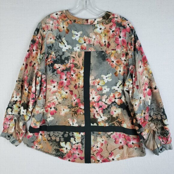 Tolani Collection 'ADELE' Blouse Top Floral Print Roll-Tab Sleeve Modal size XL - Picture 7 of 14